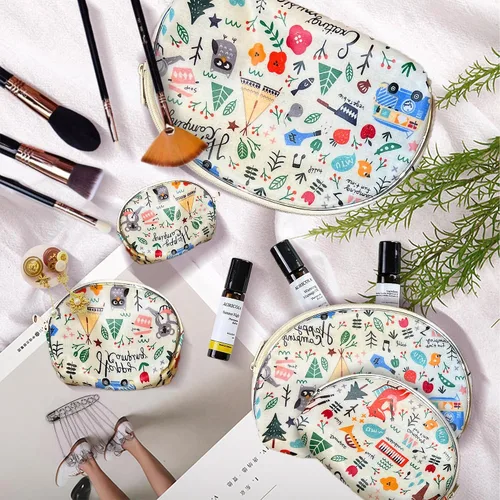 Miniatura 7 de HESSION Juego de 5 bolsas de cosméticos para mujer, bolsa de maquillaje, bolsa con cremallera, accesorios organizador para viajes, Color 1