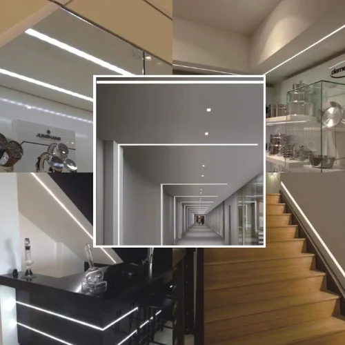 Miniatura 6 de Paquete de 10 tiras de yeso LED de 6.6 pies y 6.6 ft en canal LED, tira de luz LED para paneles de yeso, barro empotrado sin bordes en canal LED