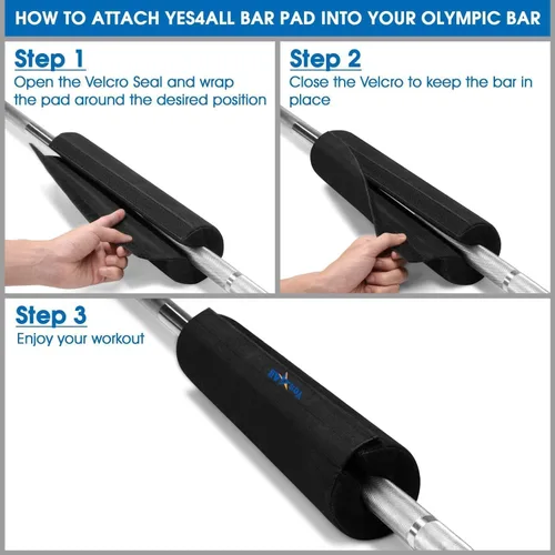 Miniatura 6 de Yes4All Ergonomic Foam Bar Pad, Olympic Barbell Squat & Neck Pad for Squats, Hip Thrusts & Weight Lifting Bar B. Almohadilla de barra
