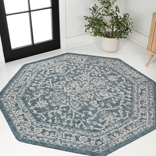 Miniatura 32 de JONATHAN Y Boho Medallion - Alfombra para interiores y exteriores, 3 x 5 pies, color verde azulado/gris, tejido texturizado Malta, para patio
