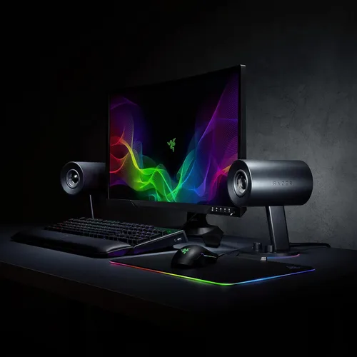 Miniatura 7 de Razer Nommo Chroma: Controladores de fibra de vidrio tejida personalizada de 3" - Puertos de graves orientados hacia atrás - Perilla de graves