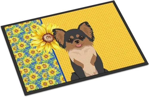 Miniatura 133 de Caroline's Treasures WDK5313MAT Airedale Terrier - Tapete para puerta delantera de 18 x 27 pulgadas, diseño de girasoles de verano, para entrada
