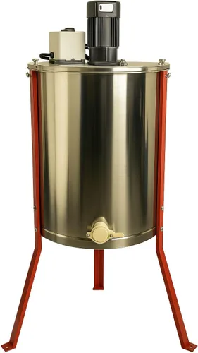 Good Land Bee Supply HE4MOT 4 Marco Apicultura 304 Tambor de acero inoxidable Honey Motorizado Extractor con soporte - Eléctrico 110V