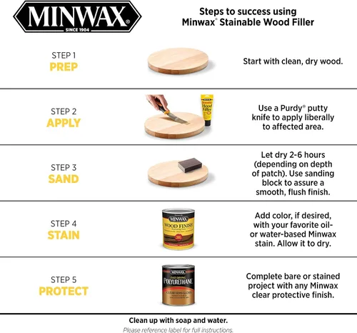 Miniatura 6 de Minwax 42851000 Relleno de madera teñible, 1 oz, natural