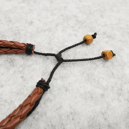 Miniatura 26 de Suyi brazalete ajustable con varias capas, de cuero tejido trenzado con cruz. Pulsera tipo esclava.