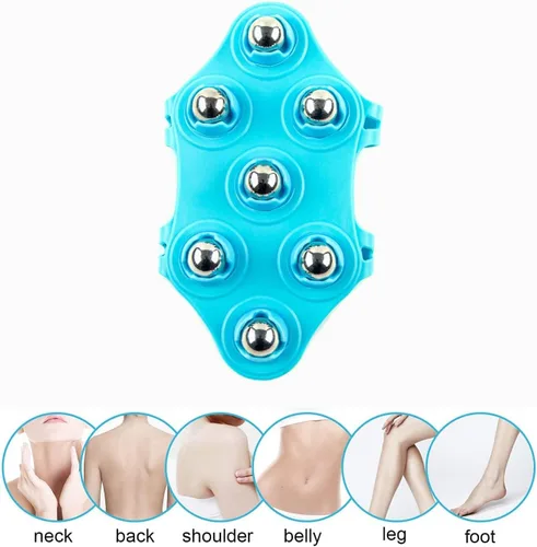 Miniatura 4 de Rodillo de bola de masaje y bola de terapia - Masajeador de mano para espalda y pies - Herramienta de masaje de punto de gatillo - Azul