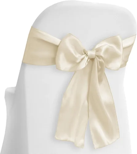 Miniatura 10 de Lann's Linens - 10 elegantes lazos de satén para fundas de silla de boda/fiesta - Banda con lazo para el respaldo de la silla - Negro