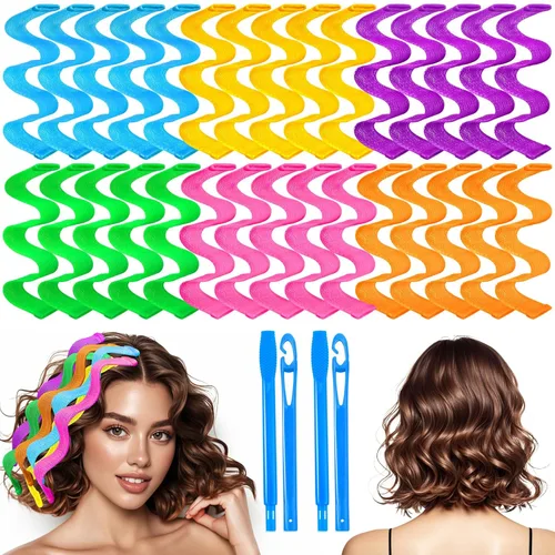Miniatura 8 de 30 piezas de rizadores de pelo sin calor, kit de peinado con ondas, con 2 ganchos de peinado, sin calor, rizadores de pelo sin calor con ondas