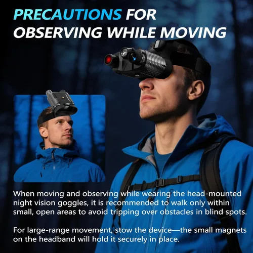 Miniatura 3 de Dsoon Gafas de visión nocturna, prismáticos de visión nocturna recargables mejorados montados en la cabeza con infrarrojos, manos libres, linterna