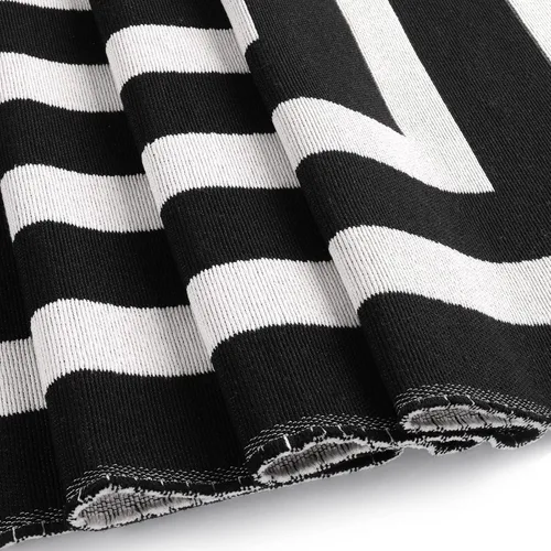 Miniatura 6 de LEEVAN Alfombra de algodón tejido a rayas en blanco y negro de 3 x 5 pies, reversible, plegable, lavable, para interiores y exteriores, alfombra