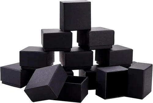 BENECREAT Paquete de 24 cajas de joyería de cartón cuadrado de estraza para anillos, cojín de terciopelo para juego de joyas, 2.24 x 2.24 x 1.46