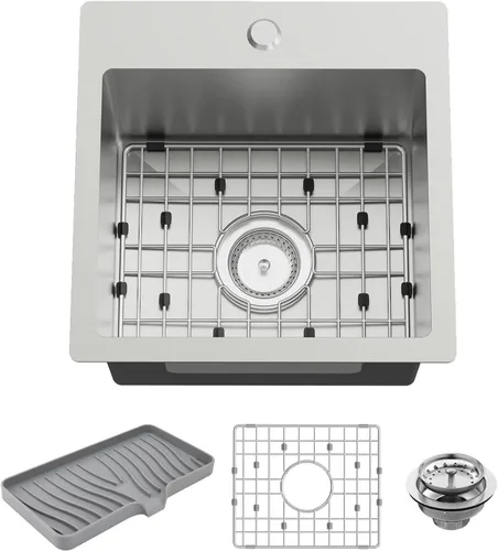 Miniatura 16 de Fregadero de cocina y bar negro de 12 x 16 pulgadas, pequeño tazón de acero inoxidable para montaje inferior, fregadero de cocina y bar, elección