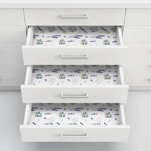 Miniatura 8 de Geelin 24 hojas de forros de cajones perfumados para aparador, hojas de papel no adhesivas, forro de papel fragante para estantes, armario