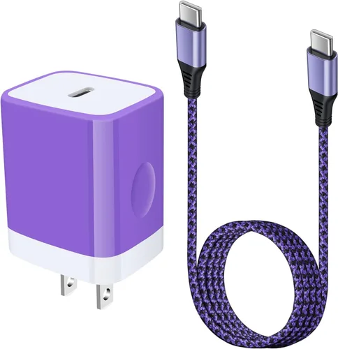 Miniatura 8 de Cargador tipo C, cargador de pared USB C de 20 W PD de carga rápida y cable de carga de teléfono Android de 6 pies, compatible con iPhone 16 15 Pro