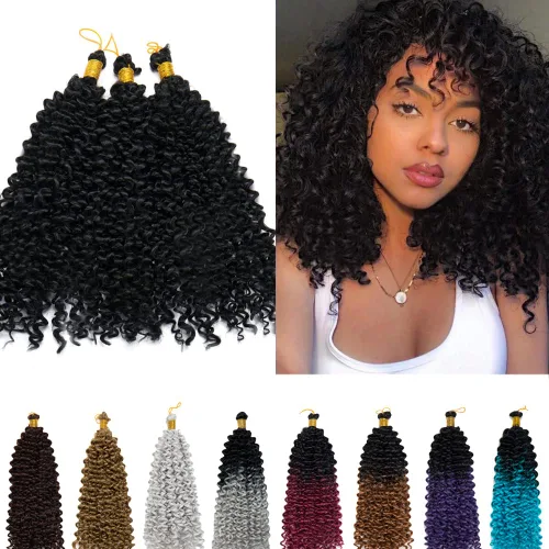 Miniatura 17 de Marlybob Pelo sintético trenzado de ganchillo de 14 pulgadas Marlibob onda de agua trenzado trenzado de ganchillo trenzas afro rastas rizadas