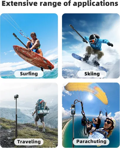 Miniatura 4 de Palo selfie extra largo de 118 pulgadas, palo selfie invisible de 10 pies, aluminio compatible con Insta360 X5/X4/X3 ONEX2/RS, Gopro, DJI Osmo