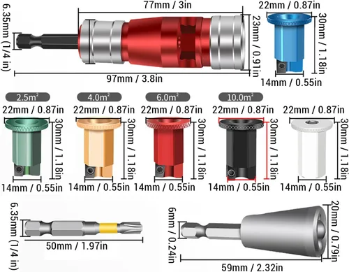 Miniatura 3 de WALFRONT Pelacables de taladro eléctrico, juego de herramientas de pelado de cables con tornado, para cables duros sólidos de 6, 8, 10, 12, 14 AWG