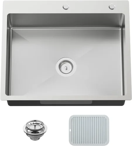 Miniatura 30 de Fregadero Negro de Cocina y Bar, Fregadero de Cocina de Acero Inoxidable de 15 x 17 Pulgadas para Empotrar, Fregadero de Bar Moderno de Un Solo