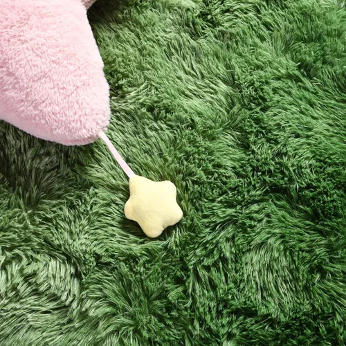 Miniatura 4 de DweIke Alfombras peludas de lujo para dormitorio, 2 x 6 pies, alfombra de pasillo esponjosa para niñas y niños, antideslizante, extra cómoda