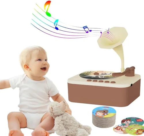 Fonógrafo para niños con 96 tarjetas, reproductor de música de cuentos para niños de 3 a 12 años, juguete sensorial musical para niños y niñas,
