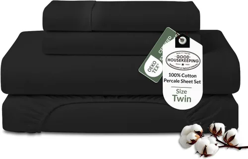 Miniatura 19 de ROYALE LINENS Juego de sábanas 100% algodón orgánico tamaño individual XL, tejido percal, juego de 3 piezas, 1 encimera, 1 sábana bajera de bolsillo