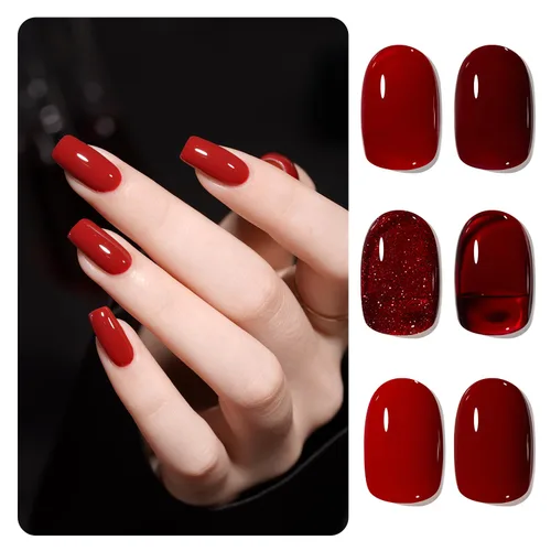 Miniatura 8 de GAOY Berry Collection - Esmalte de uñas en gel, color rosa intenso, borgoña, rojo, cereza y magenta, kit de esmalte de uñas para manicura de salón