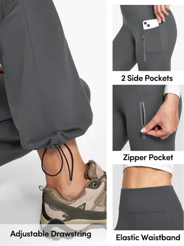 Miniatura 4 de IUGA Pantalones con forro polar para mujer, resistentes al agua, pantalones de senderismo para invierno, leggings acampanados con bolsillos, corte