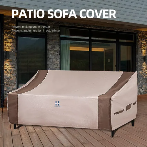 Miniatura 7 de HAMLER Funda para sofá de patio - Resistente impermeable, funda para sofá de exterior de 2 plazas, con ventilaciones y asas, se ajusta hasta 48