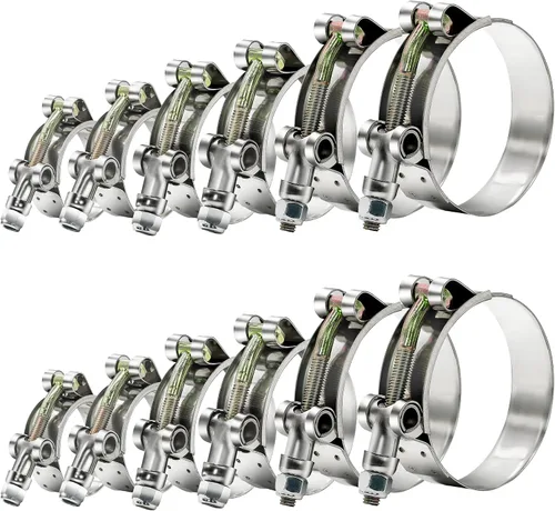 Miniatura 10 de Paquete de 4 abrazaderas de manguera con pernos en T de 1.024-1.102 in, abrazaderas de tubo intercooler de acero inoxidable 304, abrazaderas de tubo