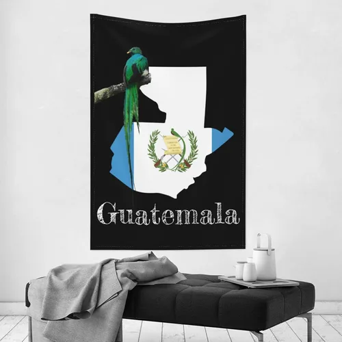 Miniatura 4 de Tapiz de Quetzal de pájaro con bandera guatemalteca de mapa de Guatemala, 60 x 40 pulgadas, divertido tapiz estético, arte de pared para dormitorio