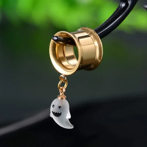 Miniatura 5 de COOEAR - 1 par de tapones de rosca y túneles con diseño de calavera y pendientes a juego con expansor.