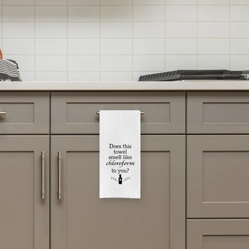 Miniatura 3 de DOTAIN Toallas de Mano Divertidas para Baño, ¿Esta Toalla Te Huele a Cloroformo? Paño de Toalla de Cocina con Tejido de Gofre Decorativo, Toallas