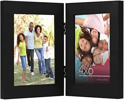 Miniatura 4 de Armazón de fotos con bisagra y frente de vidrio. Fabricado para exhibir dos fotos de 4 x 6 pulgadas, se para de manera vertical en el escritorio