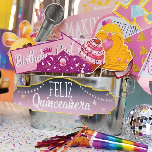 Miniatura 7 de Accesorios para cabina de fotos de quinceañera, kit de cabina de fotos de 41 piezas con letrero de 8 x 10 pulgadas, 60 almohadillas adhesivas, 45