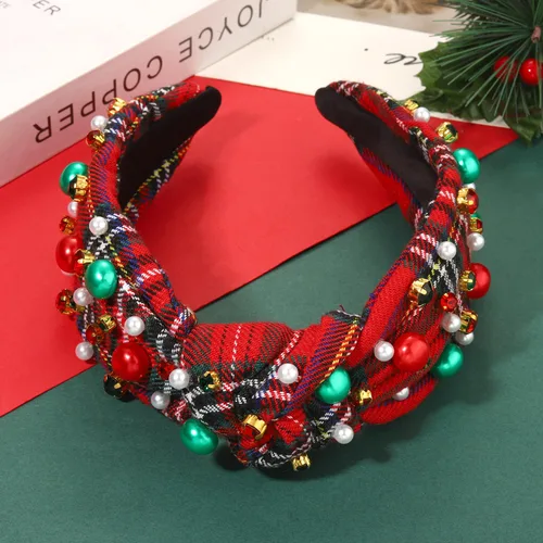 Miniatura 4 de mokkia Diadema de Navidad para mujer, diadema de Navidad, con lazo, reno, copo de nieve, rojo y verde, con diamantes de imitación, diadema anudada