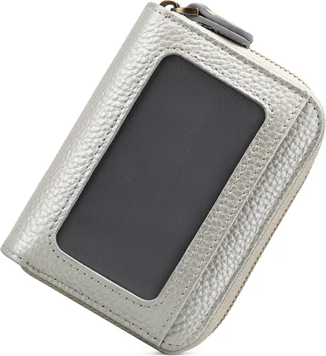 Miniatura 6 de GOIACII Cartera pequeña de cuero genuino para mujer, con bloqueo RFID para tarjetas de crédito