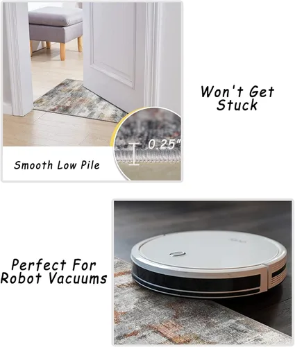 Miniatura 6 de vivorug Alfombra lavable ultra suave de 4 x 6 pies, antideslizante abstracta pequeña, alfombra resistente a las manchas para sala de estar