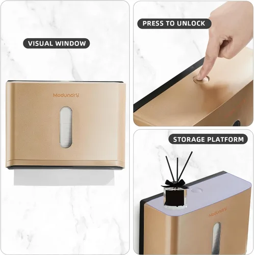 Miniatura 5 de Dispensadores de toallas de papel para montaje en pared: soporte para toallas de papel multidobladas en Z, instalación sin perforación, dispensador
