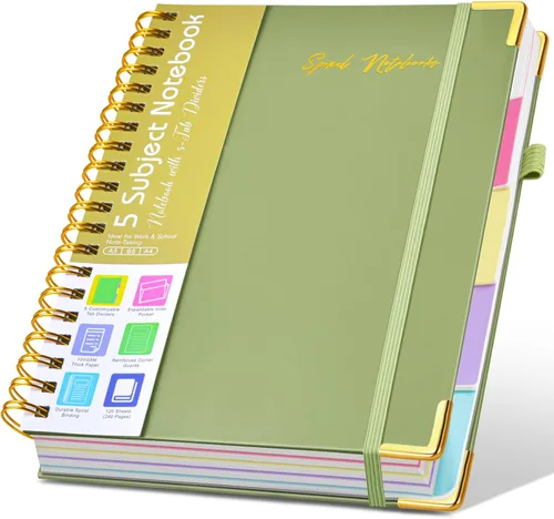 Miniatura 35 de Cuadernos en espiral de 8.5 x 11 pulgadas para trabajar con pestañas divisorias extraíbles, 300 páginas, cuaderno de 5 materias con rayas