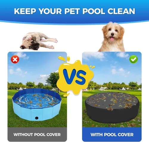 Miniatura 4 de Tufmunb Cubierta plegable de 48 pulgadas para piscina de baño y mascotas, cubierta de piscina plegable redonda portátil con material de tela Oxford