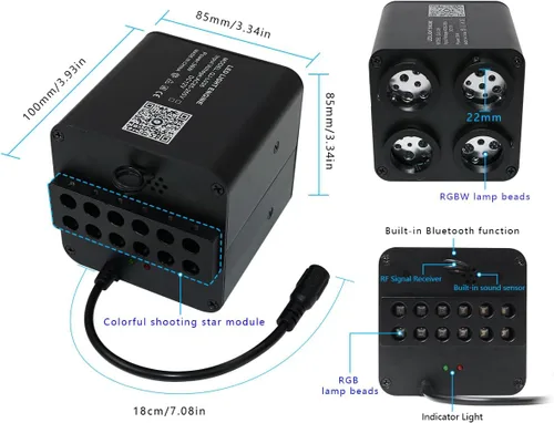 Miniatura 5 de AKEPO 36W 4 Color Twinkle & RGB Estrella fugaz de 2 en 1, luces de fibra óptica, kit de 1800pcs+240pcs de fibras ópticas de 0.03in 13.1ft