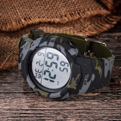 Miniatura 7 de MJSCPHBJK Reloj digital para hombre, reloj militar deportivo, resistente al agua, cronógrafo para exteriores, con luz LED, alarma, fecha, Azul