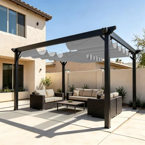 Slipline - Toldo retráctil de 3 x 4 pies, color gris claro, toldo de pérgola de repuesto, para jardines, patios, terrazas y cenadores al aire libre