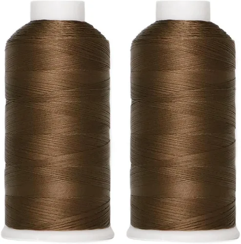 Miniatura 7 de Juego de 2 rollos/66 hilos de nailon unidos 210D/3 size69 para coser cuero, tapicería, lona, zapatos y tejido de cabello de 3000 yardas