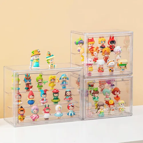 Miniatura 7 de Vitrinas de acrílico para coleccionables, cajas de estante transparentes de 3 niveles para figuras, vitrina para figuras de acción apilable y a