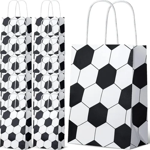 Zonon 24 bolsas de papel para fanáticos del fútbol, bolsas de regalo de fútbol para fanáticos del deporte, golosinas para niños y adultos, fiesta de