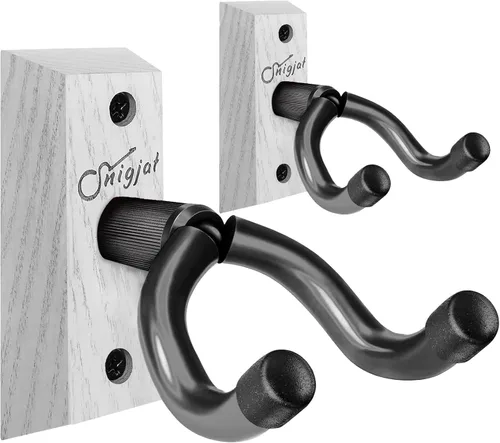 Miniatura 11 de SNIGJAT Percha para guitarra, paquete de 2 soportes de pared para guitarra acústica, bajo, banjo, mandolina, accesorios para instrumentos musicales