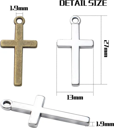 Miniatura 3 de BronaGrand 100pcs 27×13mm Crosses Charms Alloy Cross Bead Charms Jewelry Charms Pendants for DIY Necklace Bracelet Jewelry Making Crafting Accessory