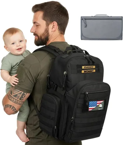 Miniatura 11 de MIRACOL Bolsa de pañales para bebé para papá: poliéster 900D de grado militar con más de 16 bolsillos múltiples para papá activo - 40L XL capacidad