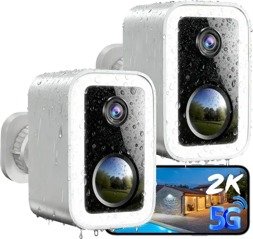 Miniatura 8 de Cámaras de seguridad 2K inalámbricas para exteriores, almacenamiento en la nube gratuito, foco y sirena integrados, detección de movimiento por IA